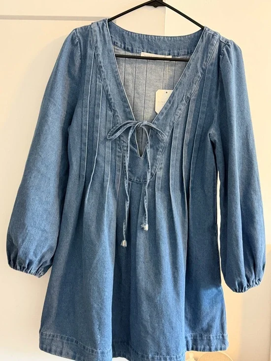 Altar’d State “Shiloh” Denim Mini Dress - Picture 1 of 4